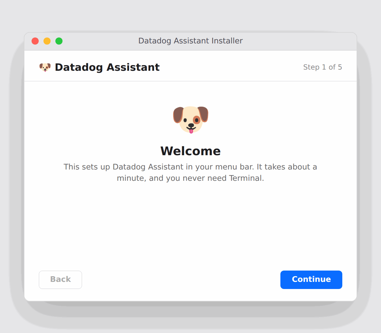Installer welcome screen