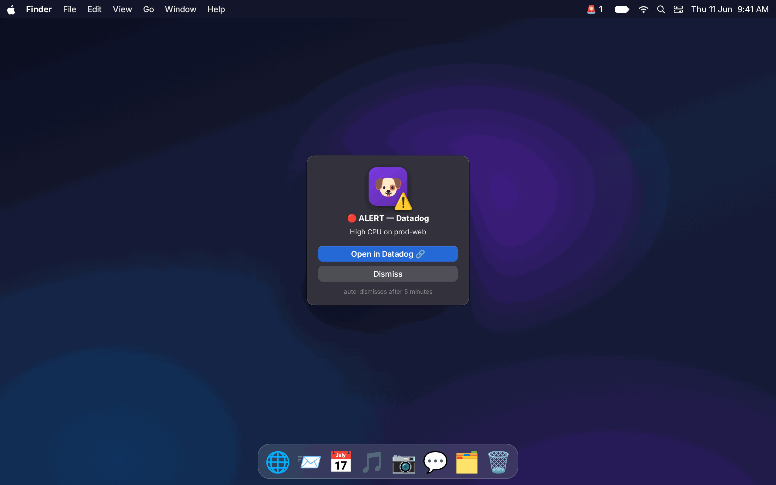 Critical modal popup that stays on screen until dismissed
